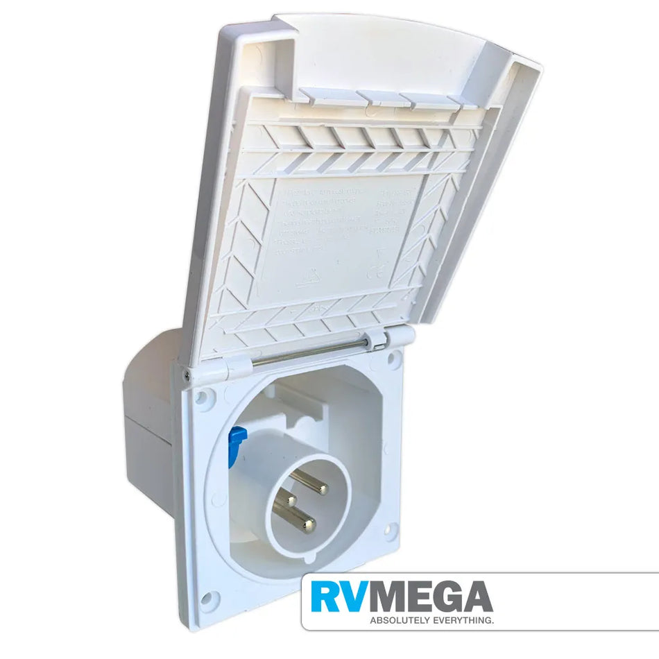 White 240V Flush Fitting Inlet New Flap
