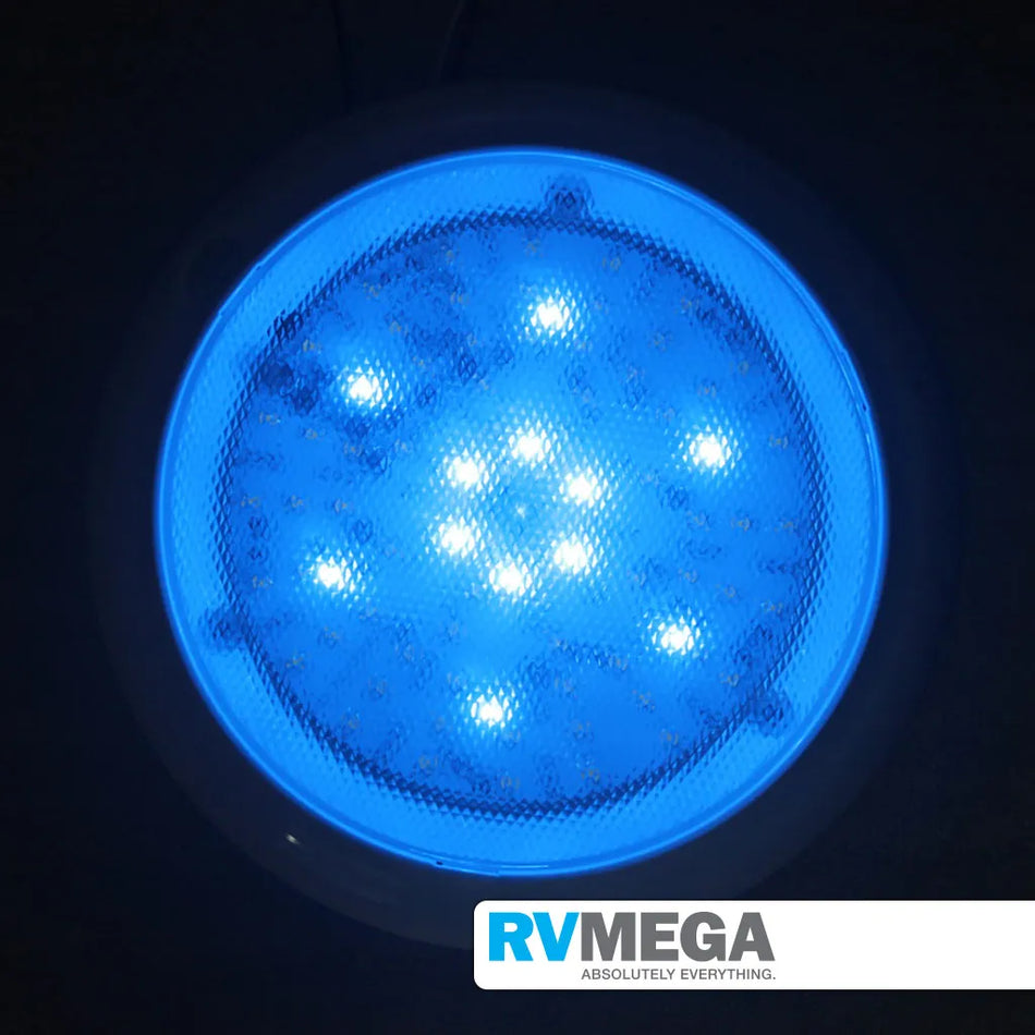 Round White Interior Light 84 LED Warm White +12 Blue