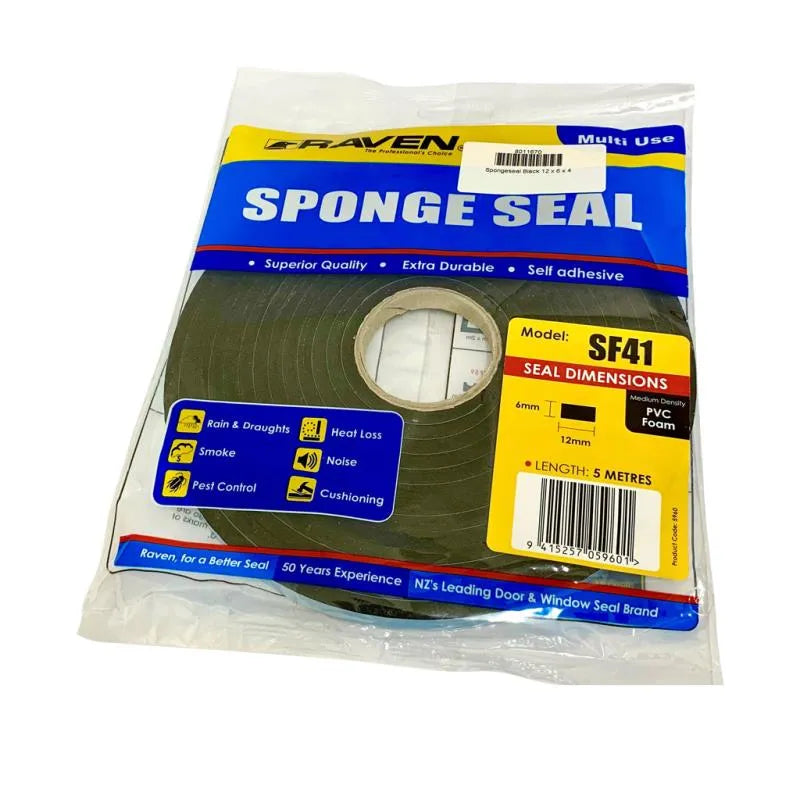 Spongeseal Black 12mm X 6mm X 5 Metres