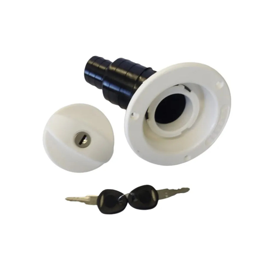 Locking Water Filler With Round Cap - 40mm White